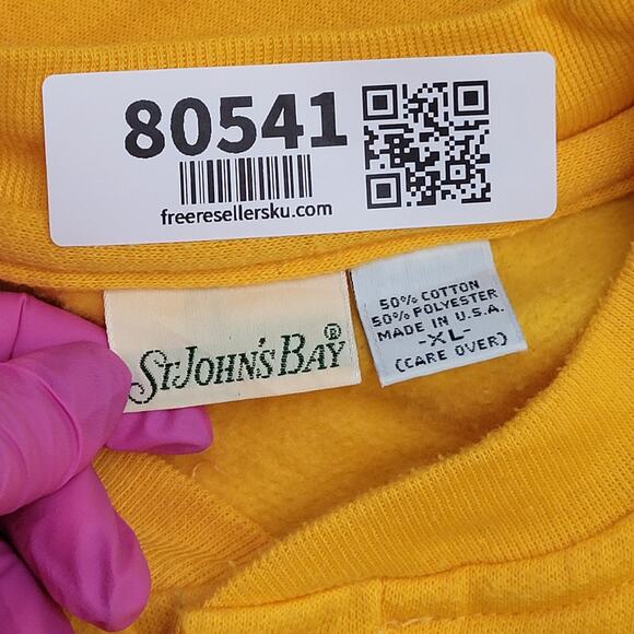 Vintage St-Johns Bay Sweatshirt XL 24x25 Yellow Purple - Picture 8 of 10